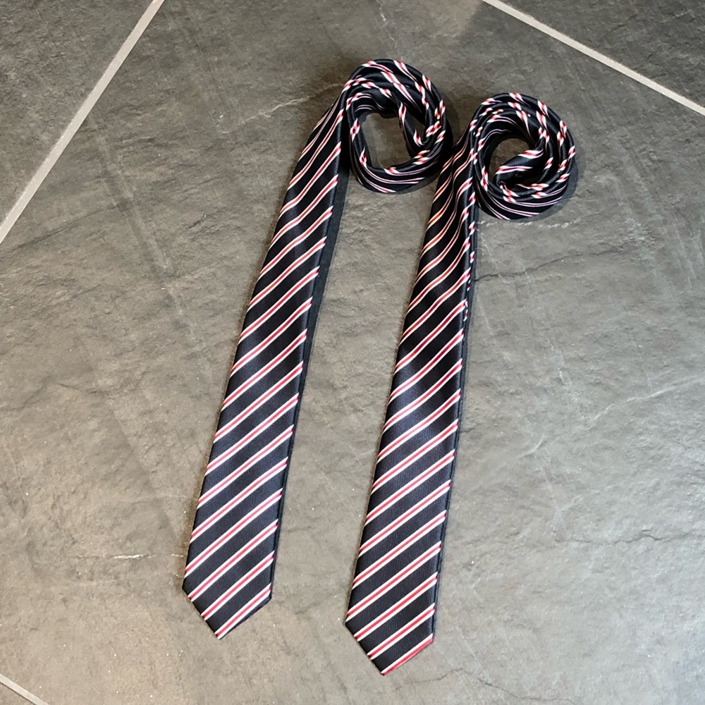 Two Matching Neckties Navy/Red/White